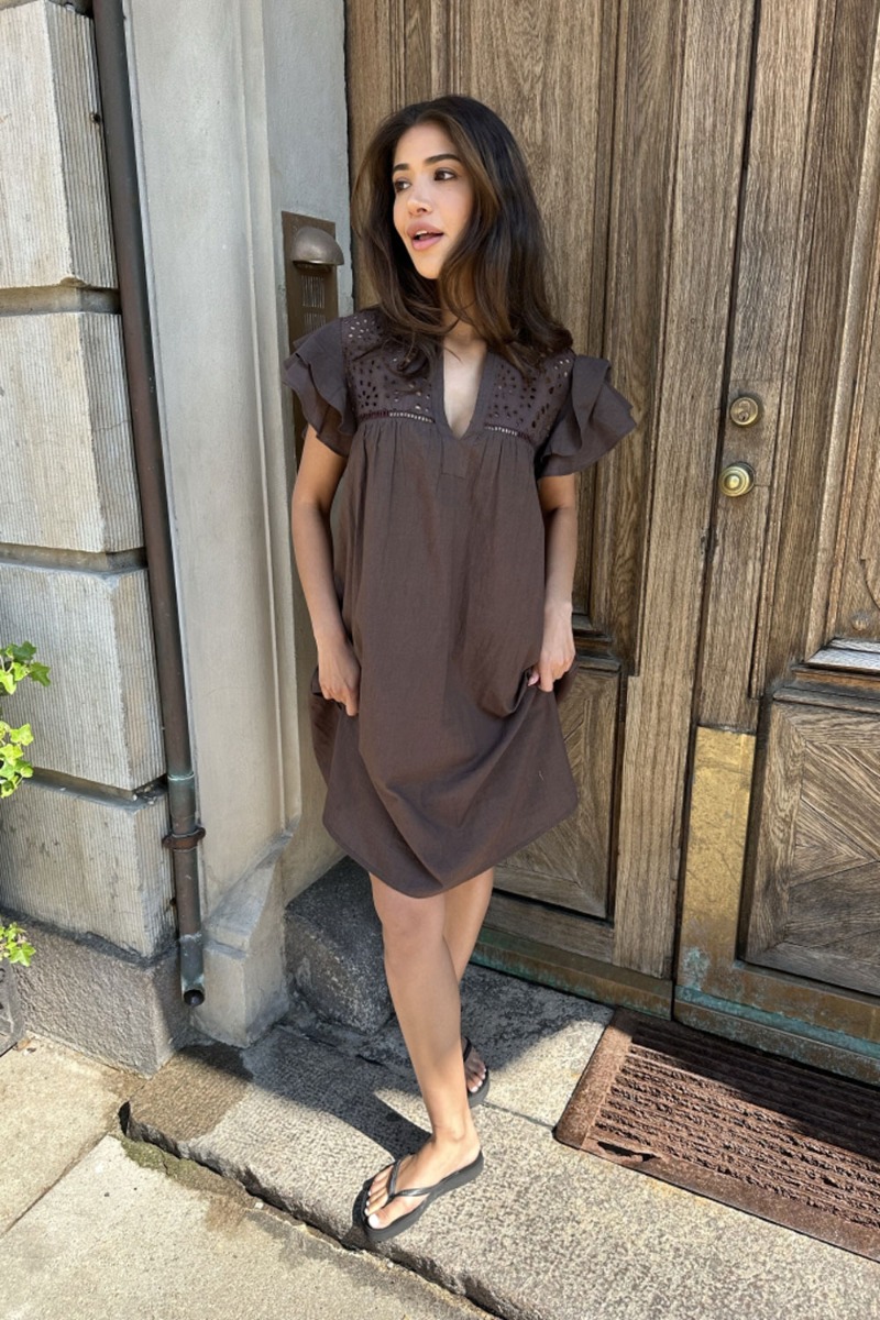 Sød A-snit Kjole - Christel Dress - Brun Jewel Box