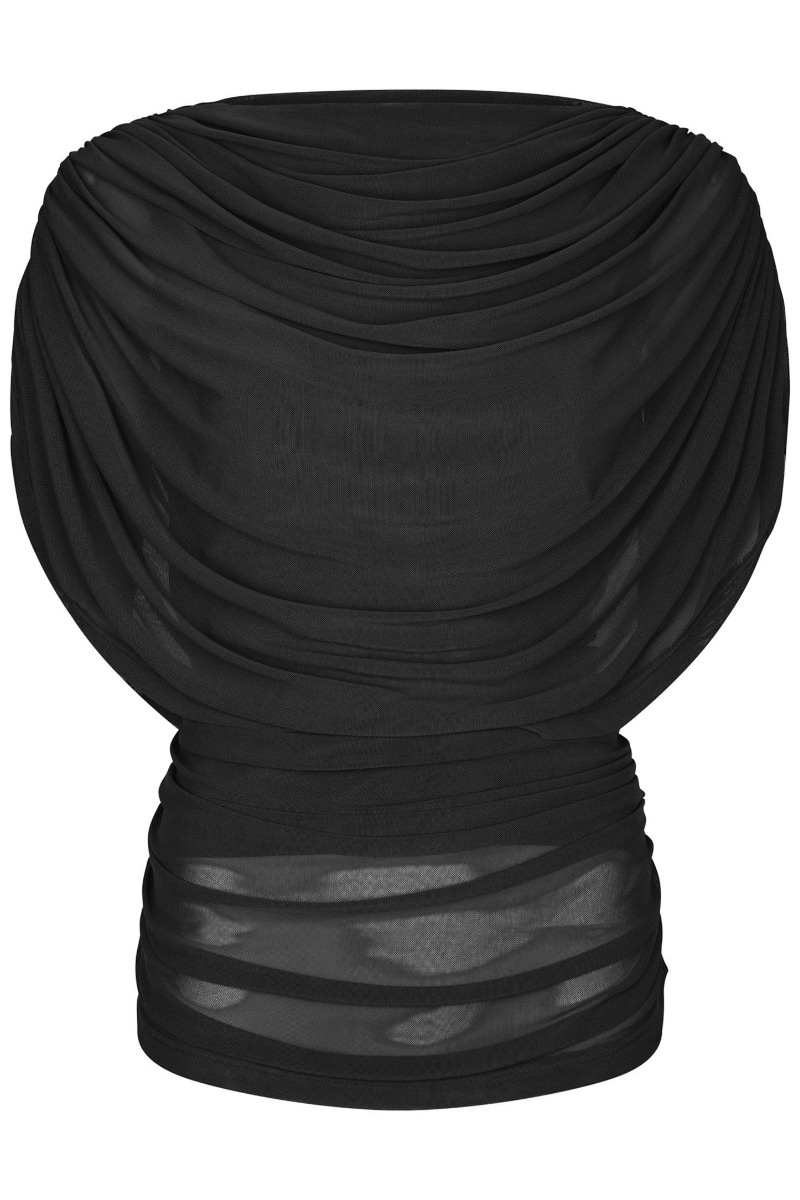 Neo Noir - Top - Cottuna Drapy Mesh Top - Black Levering Midt Oktober