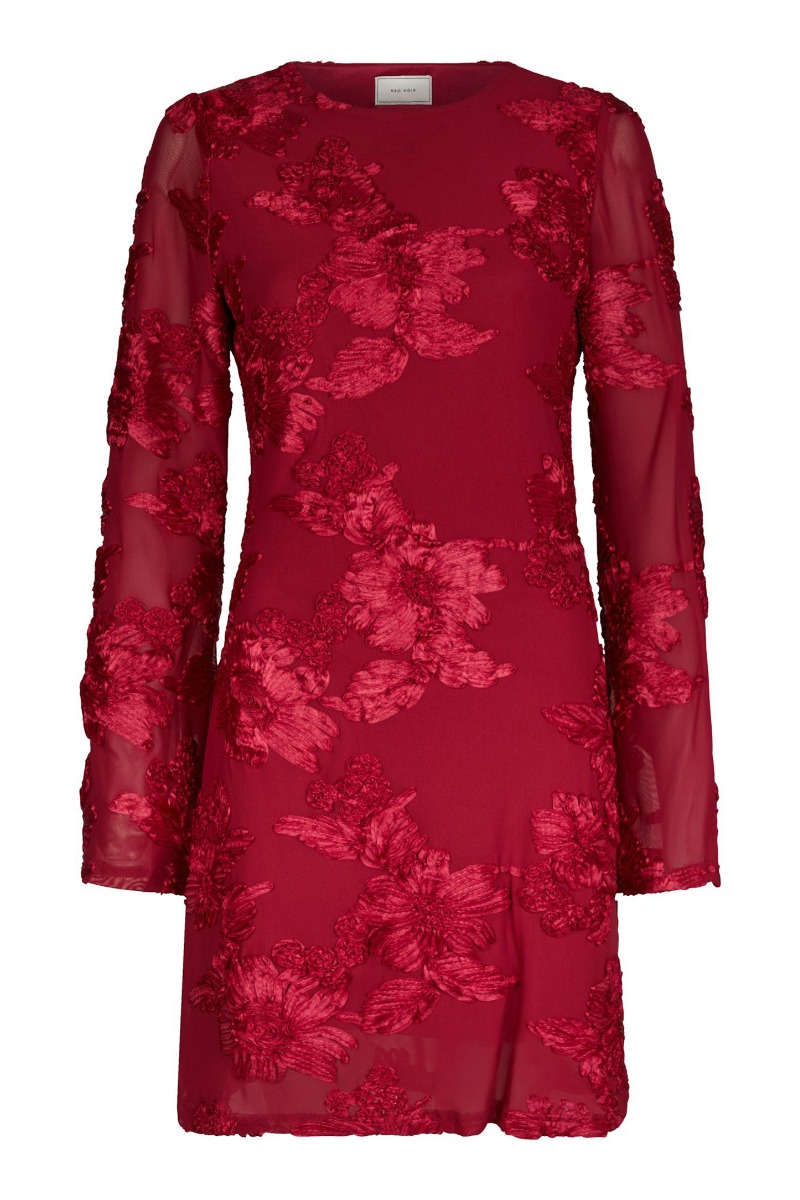 Neo Noir - Kjole - Dirina Big Flower Mesh Dress - Red Levering Midt Oktober