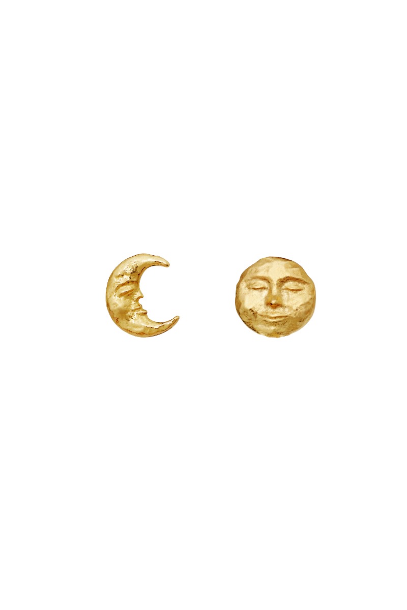 Maanesten Emma øreringe i guld med sol- og månemotiv
