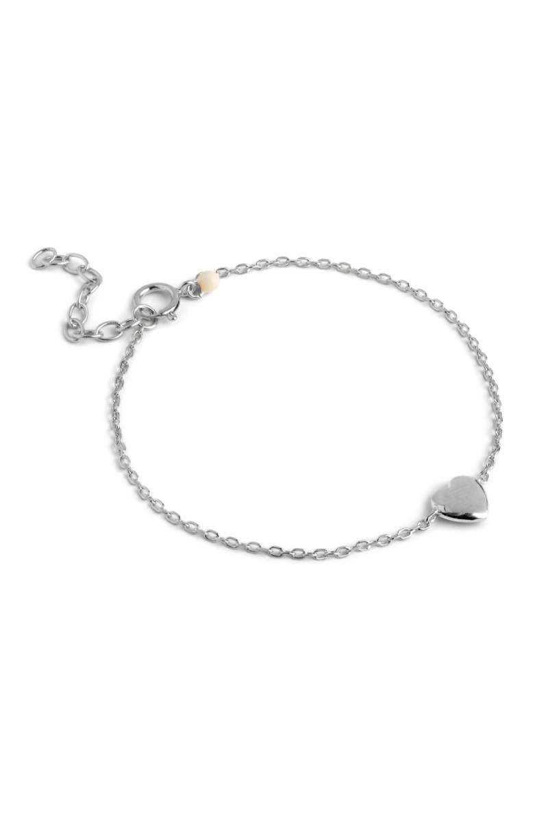 Sødt sølv armbånd med hjerte fra Enamel – Lykke by Lykke