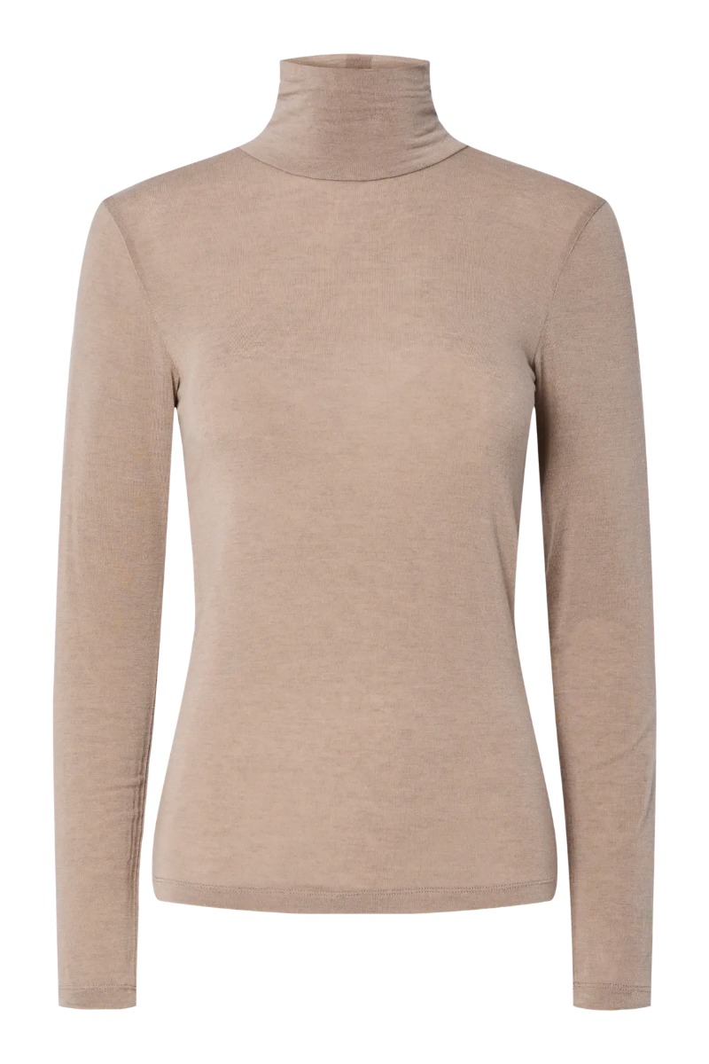 Yas - Bluse - Woola Ls High Neck Top - Fungi