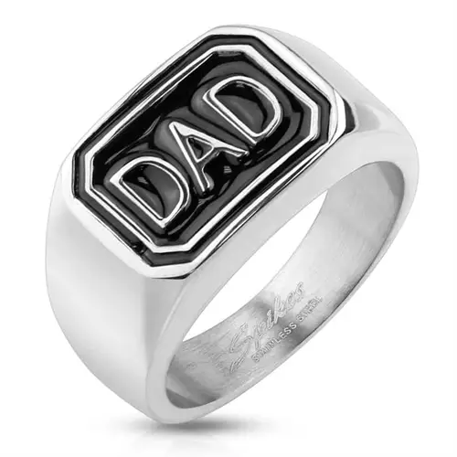 Herre ring med inskription "DAD" i rustfrit stål