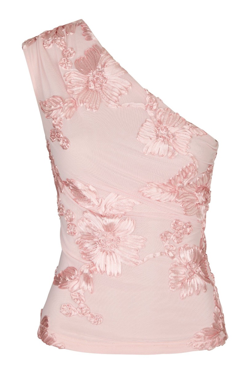 Neo Noir - Florini Blomster Mesh Top - Lys Rosa Udsalg