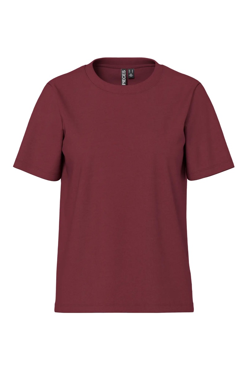 Pieces - T-shirt - Ria Ss Solid Tee - Tawny Port