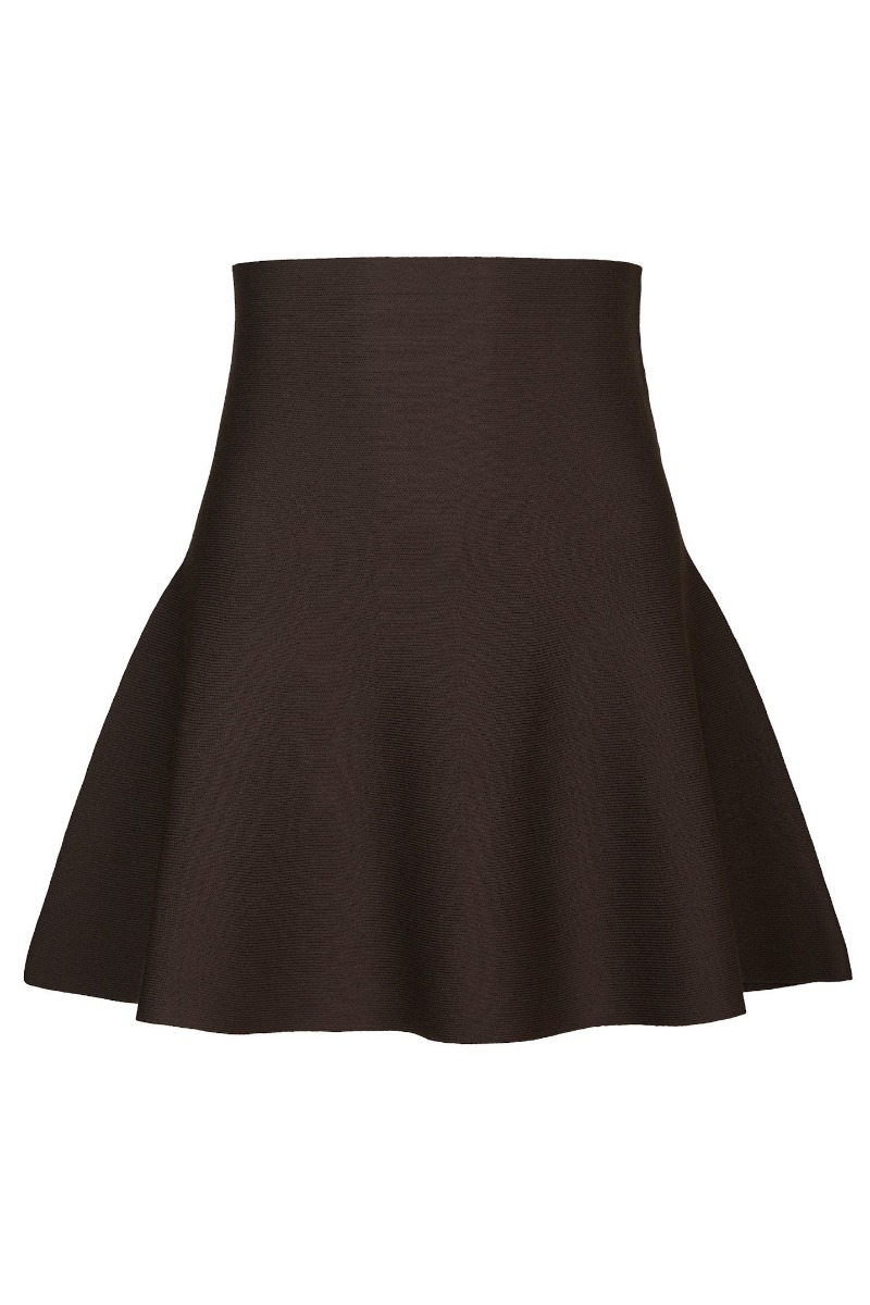 Neo Noir - Hanna Smooth Knit Nederdel - Mørkebrun