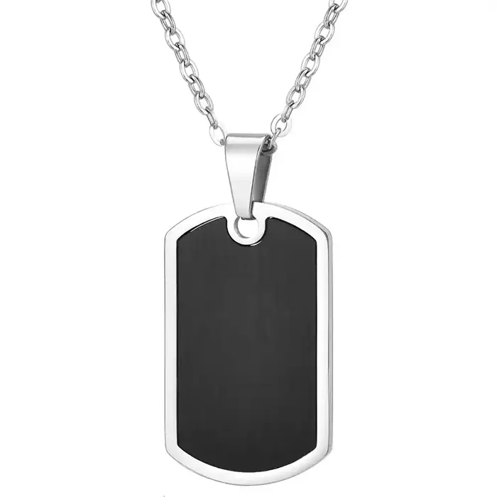 Dog Tag Blacksteel - Klassisk Halskæde Til Mænd
