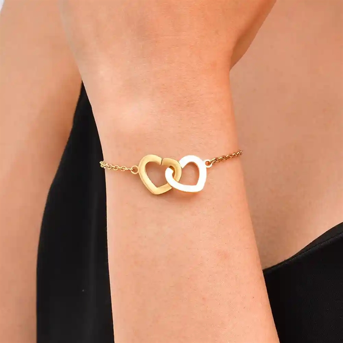 Sammenflettede Hjerter Armbånd i Rustfrit Stål - Tilbud!
