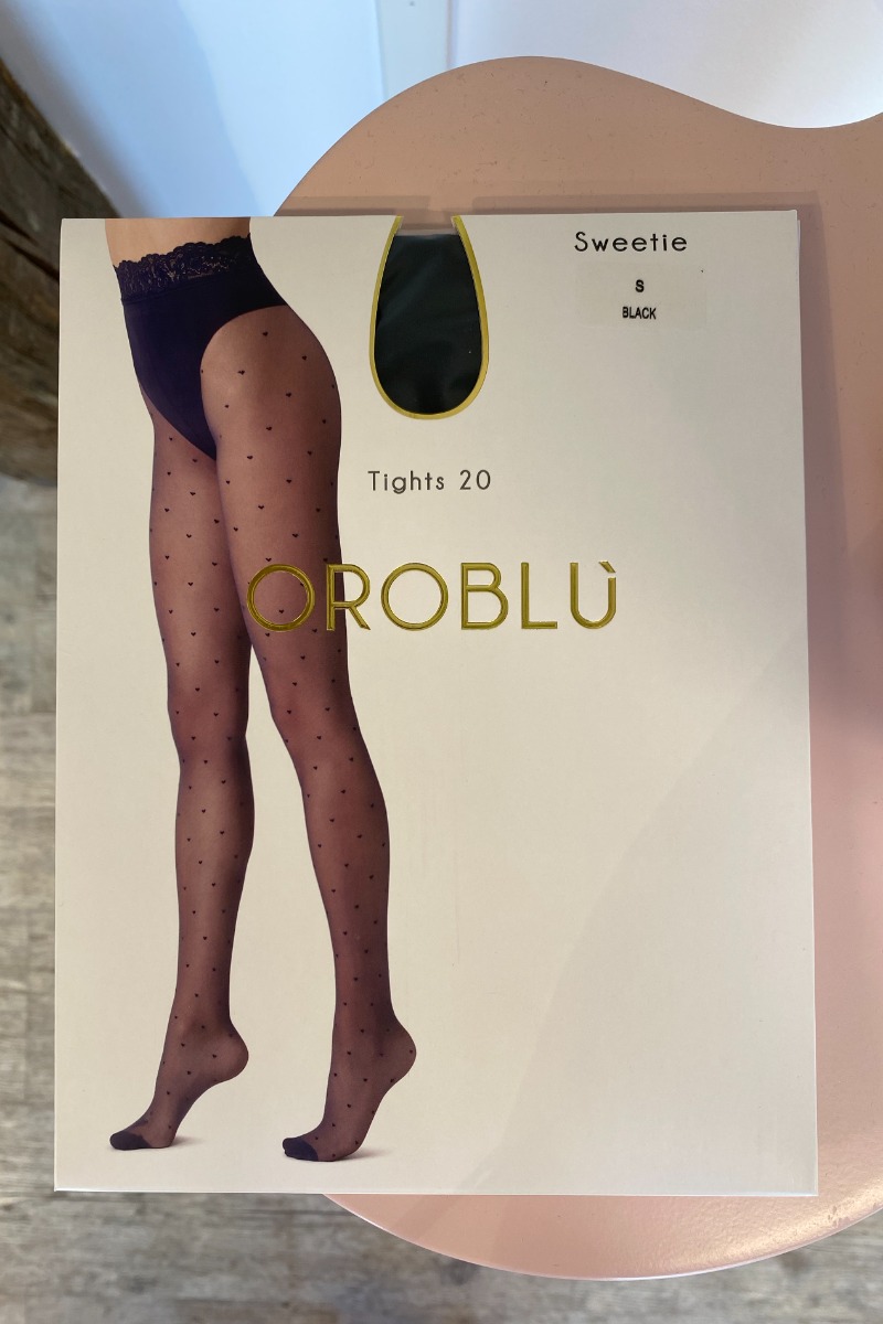 Oroblu - Sweetie Tights med hjerte detaljer - Black