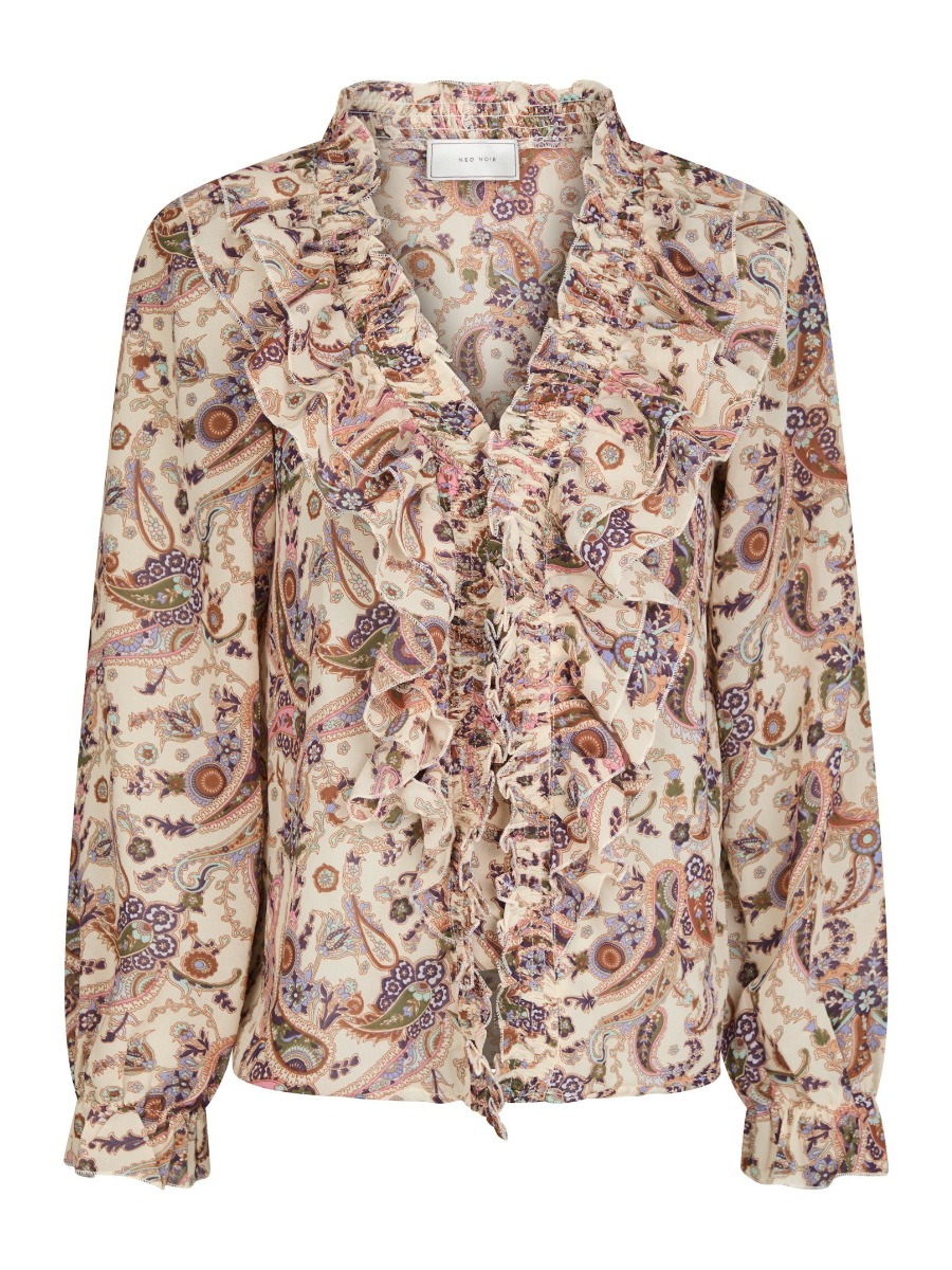 Neo Noir - Ivey Art Paisely Bluse - Creme til Hverdag