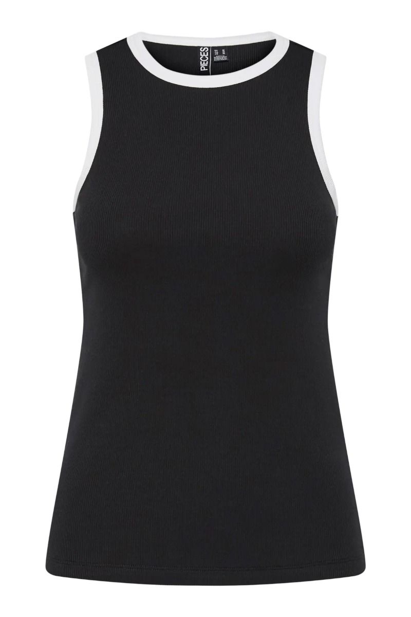 Pieces - Top - May Boxer Tank Top - Blackwhite Contrast