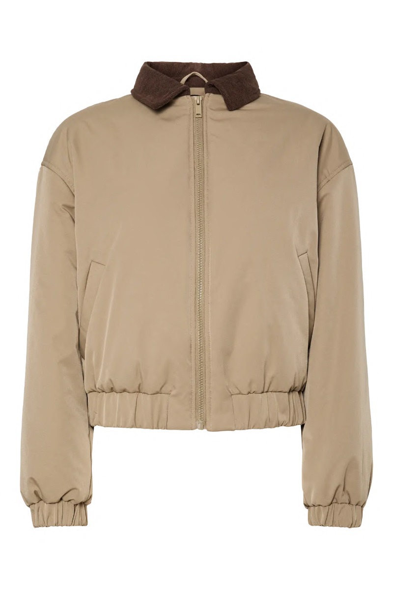 Pieces - Jorma Kort Padded Bomberjakke - Greige Hot Fudge