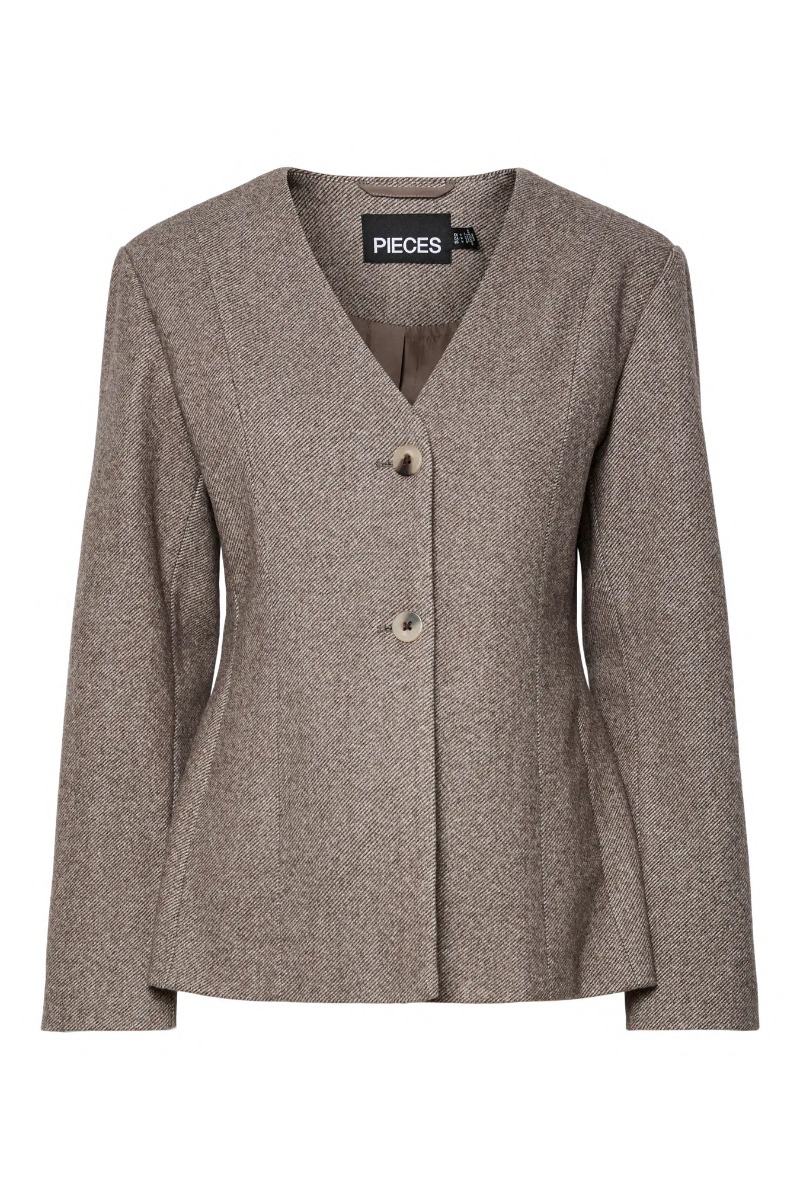 Pieces - Feminin Riley Ls Blazer i Hot Fudge Melange
