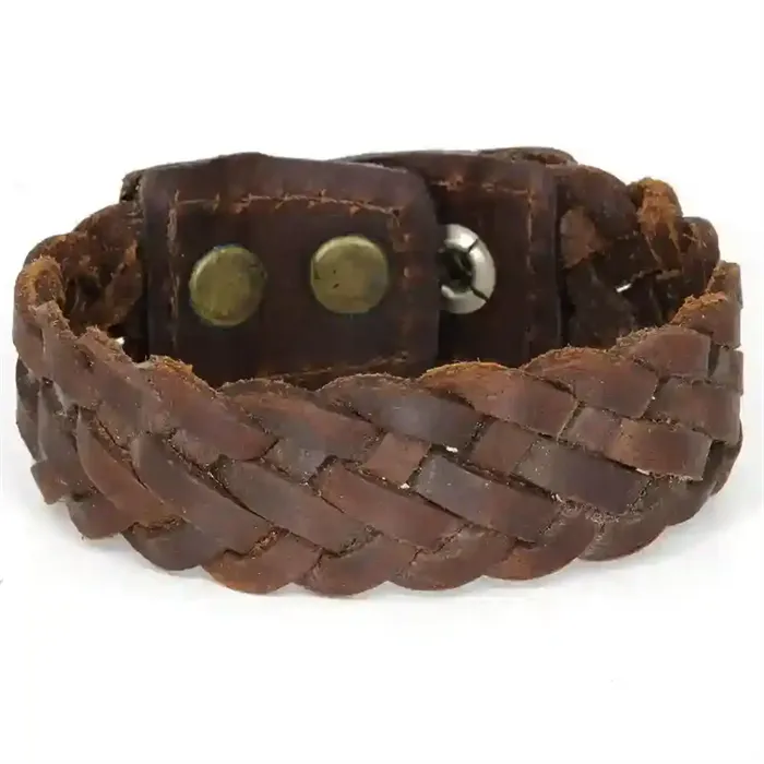 Rustik Flettet Læderarmbånd til Mænd - Maskulint Design