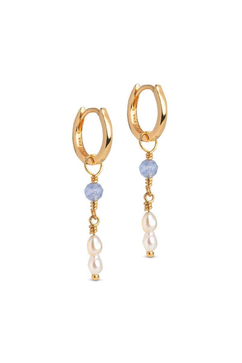 Enamel Hoops Liva øreringe med blå kvarts - Tilbud!