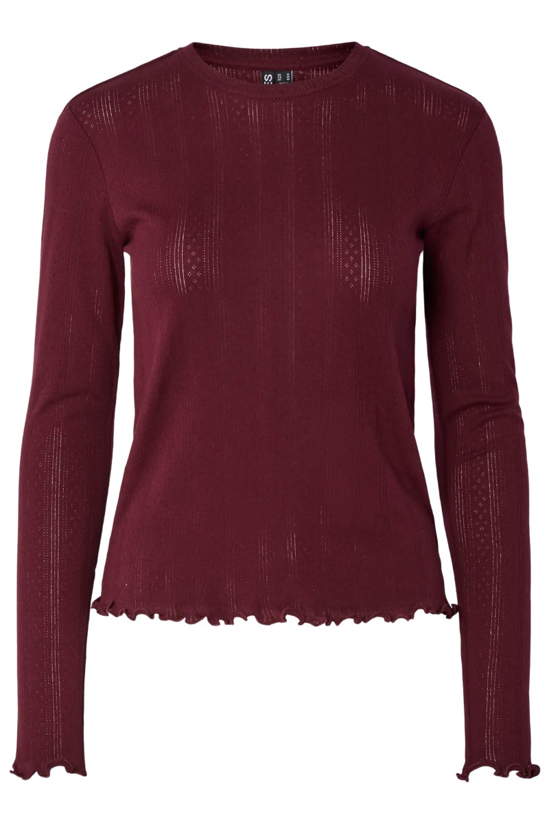 Pieces - Bluse - Marie Ls O-neck Poin Top - Tawny Port