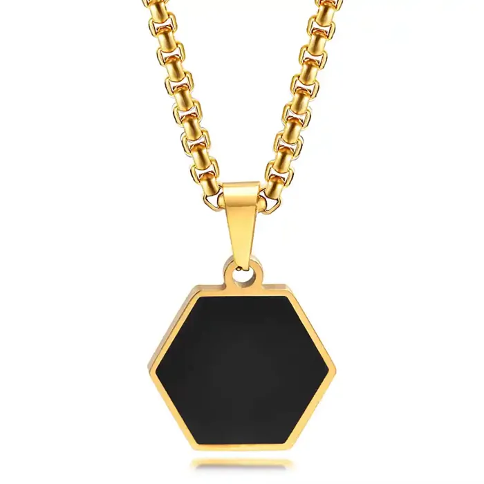 Hexa Gold Black - Herrehalskæde I Rustfrit Stål