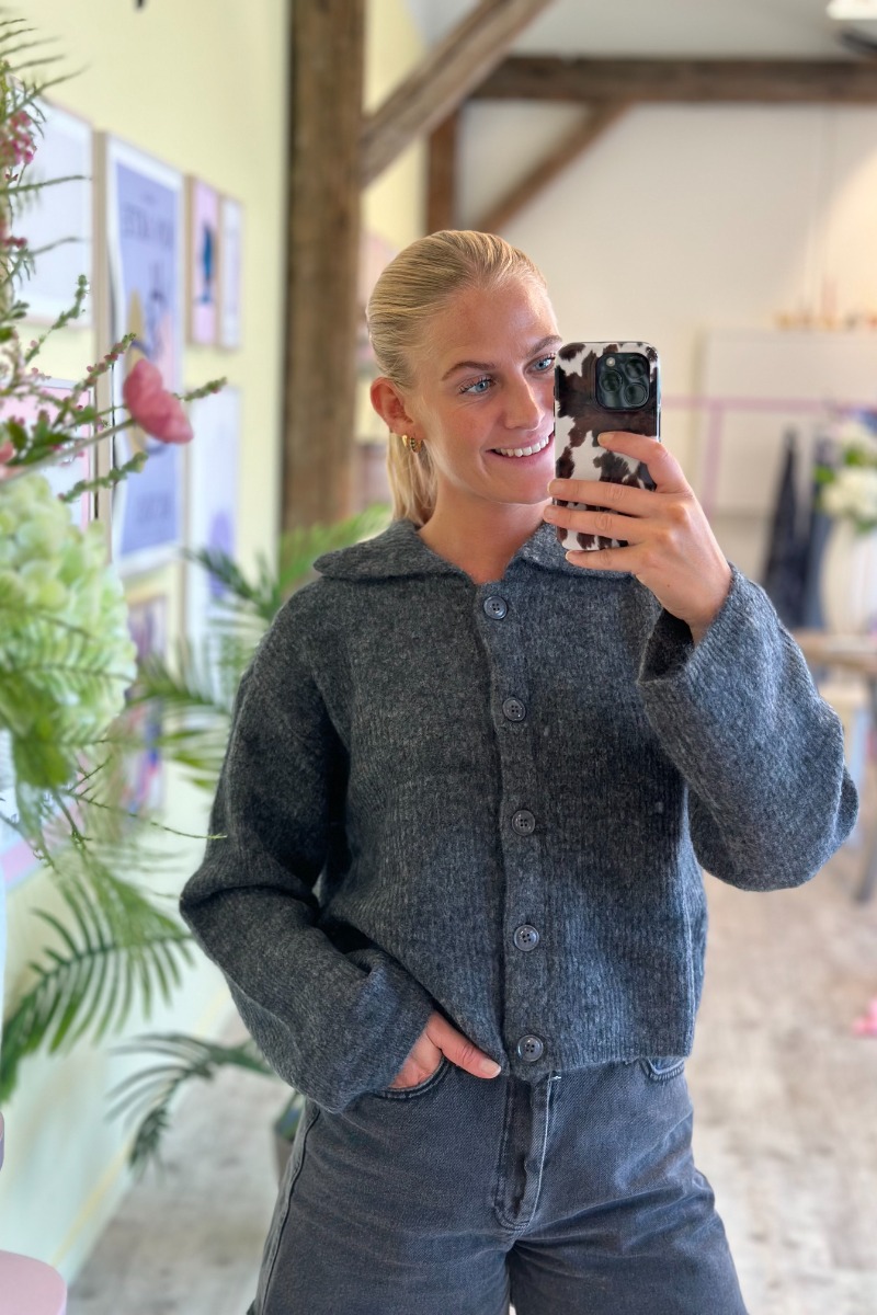 Mbym - Cardigan Larya-m - Charcoal Melange Udsalg!