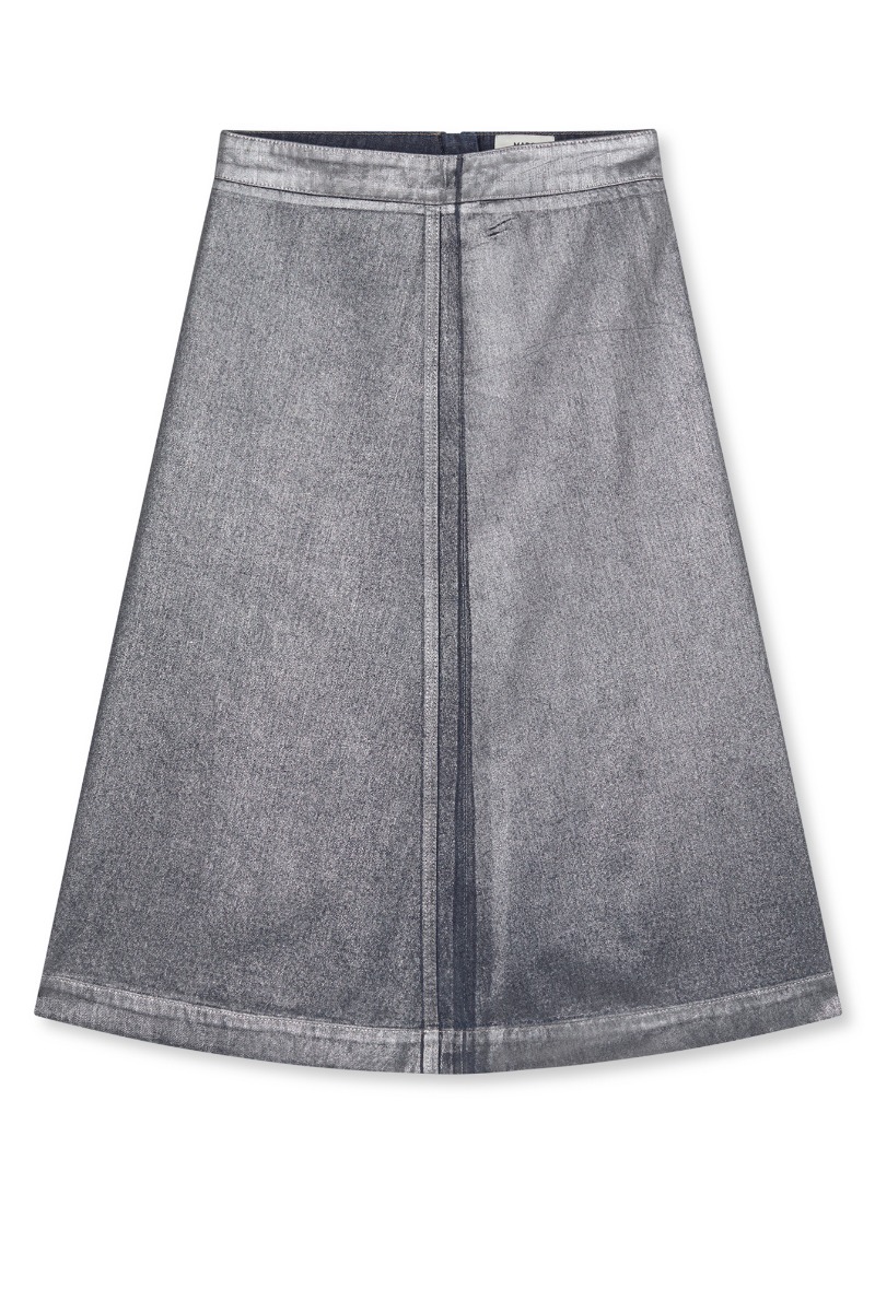 Mads Nørgaard - Nederdel - Metallic Denim Stellar Skirt - Vintage Bluegun Metal