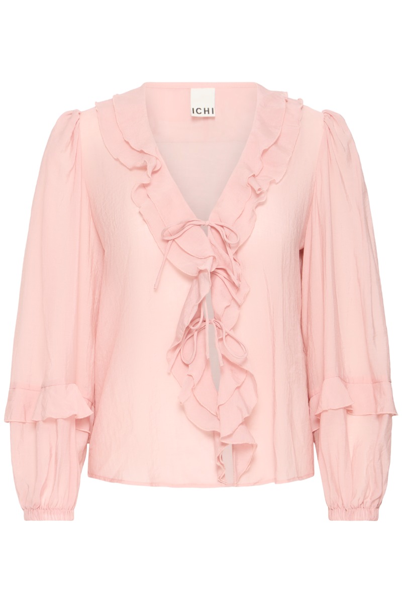 Ichi - Bluse Mille Ls - Rosewater med Flæse Detaljer