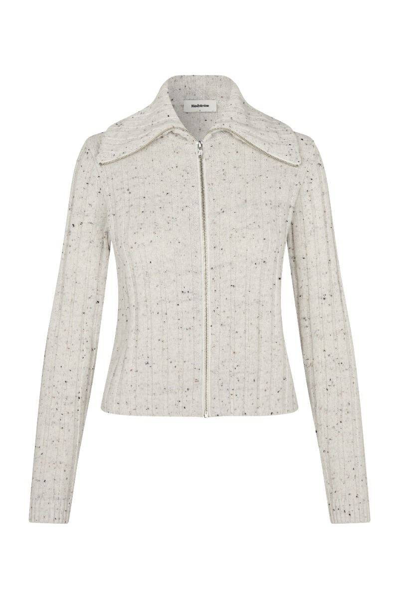Modstrøm - Raulmd Rollneck Cardigan - Sand Speckle Udsalg