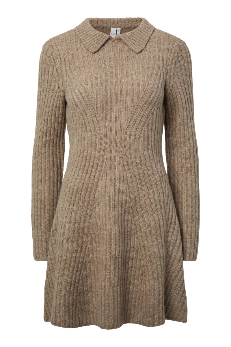 Yas – Strikket Kjole – Molly Ls Knit Dress – Fungi Melange