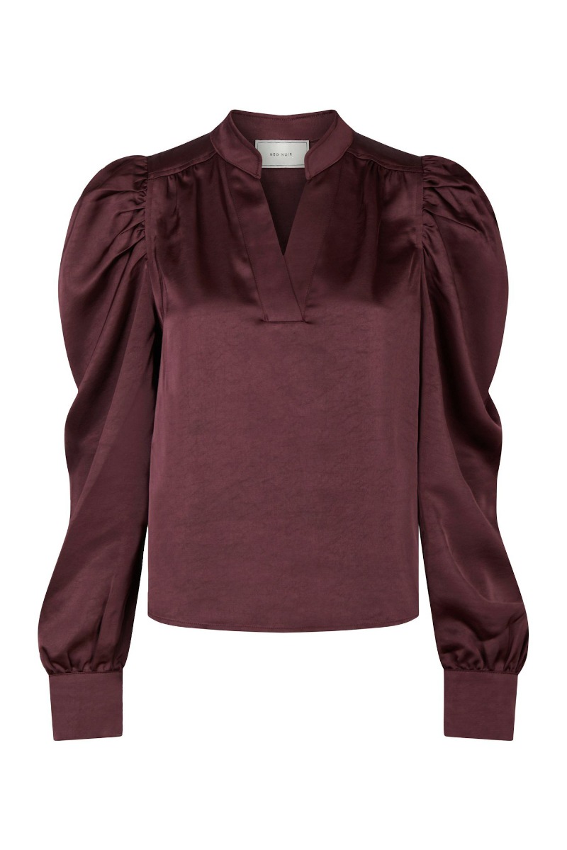 Neo Noir - Rosslyn Heavy Sateen Bluse - Bourgogne Udsalg