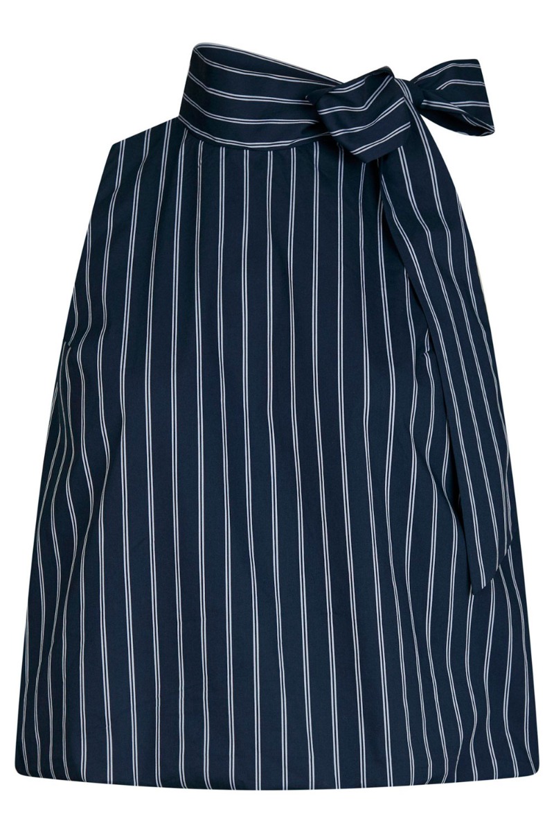 Neo Noir - Veda Double Stripe Top - Elegant Blå Top