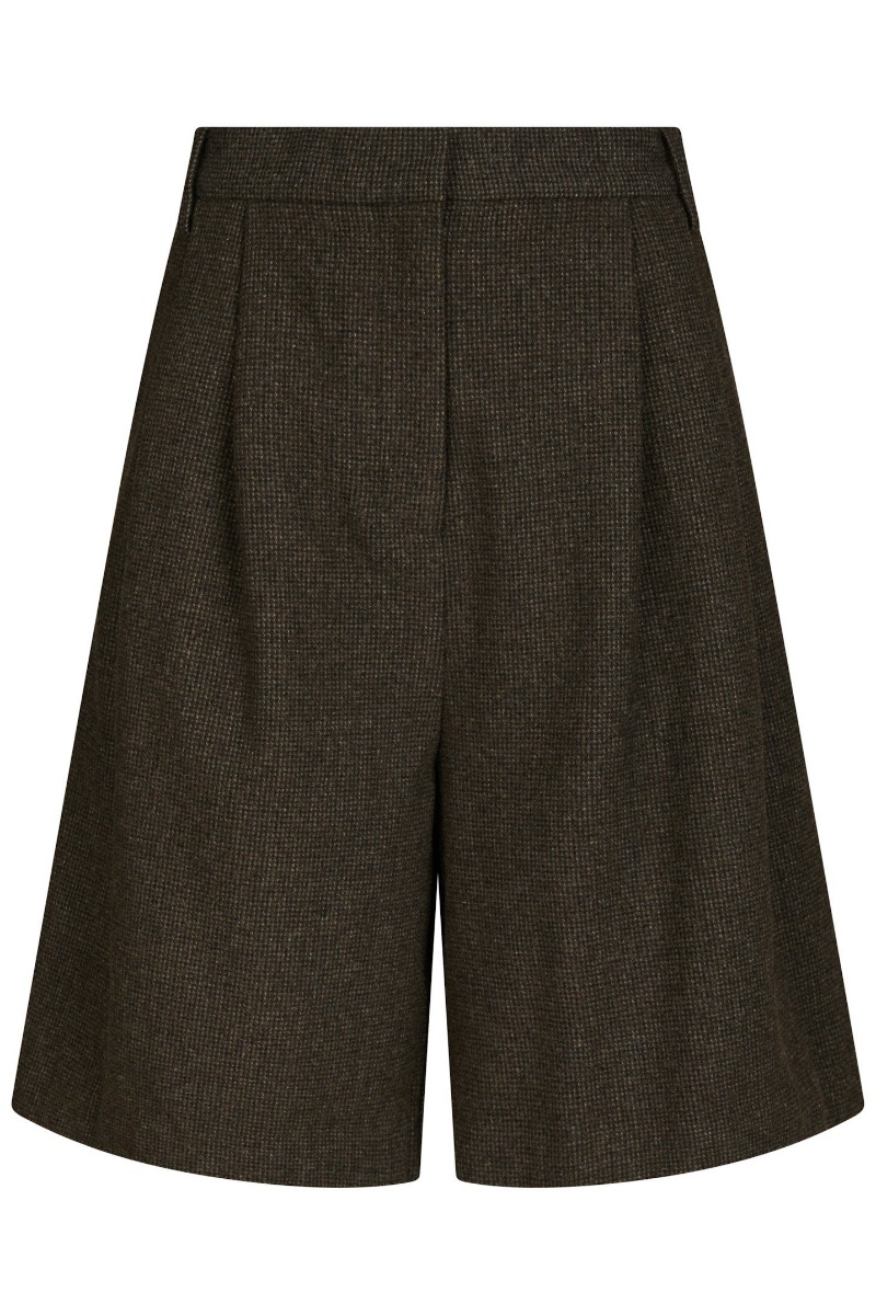 Neo Noir – Nika Mini Check Shorts – Brun Melange