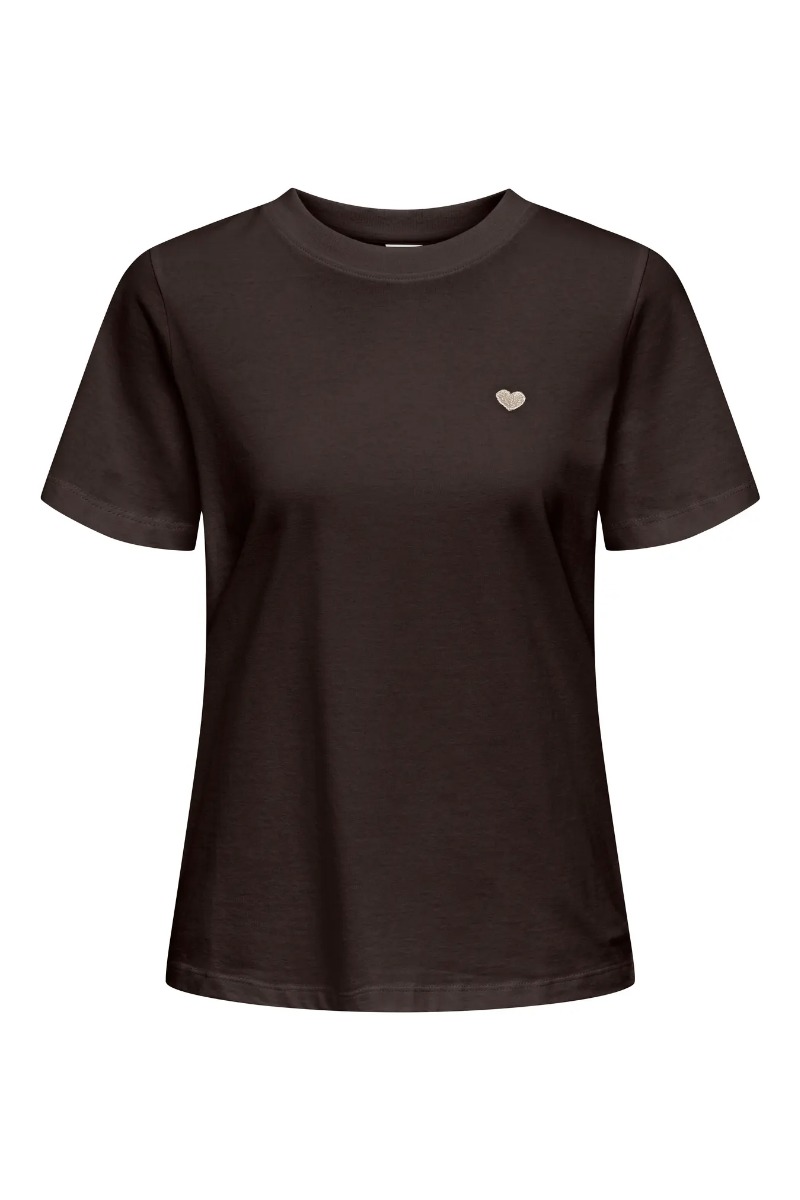 Jdy T-shirt med hjertebroderi - Super tilbud!