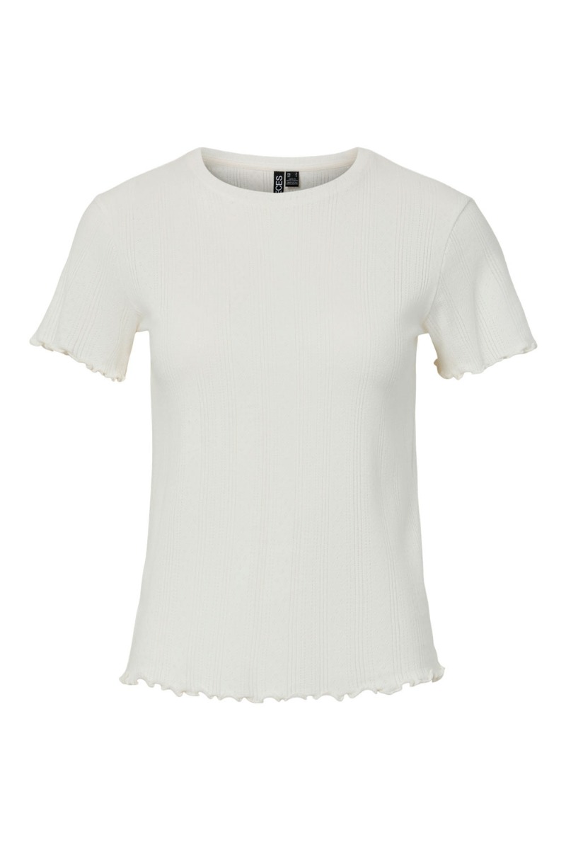 Pieces - T-shirt - Pc Marie Ss O-neck Poin Top - Cloud Dancer