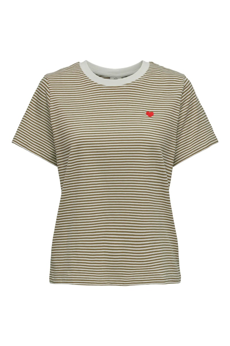 Jdy - T-shirt - Pisa Ss Print Top - Cloud Dancer Striber