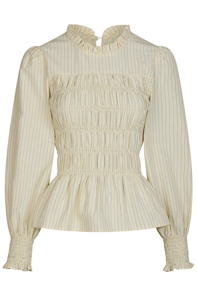 Neo Noir - Possa Crepe Stripe Bluse - Lys Gul