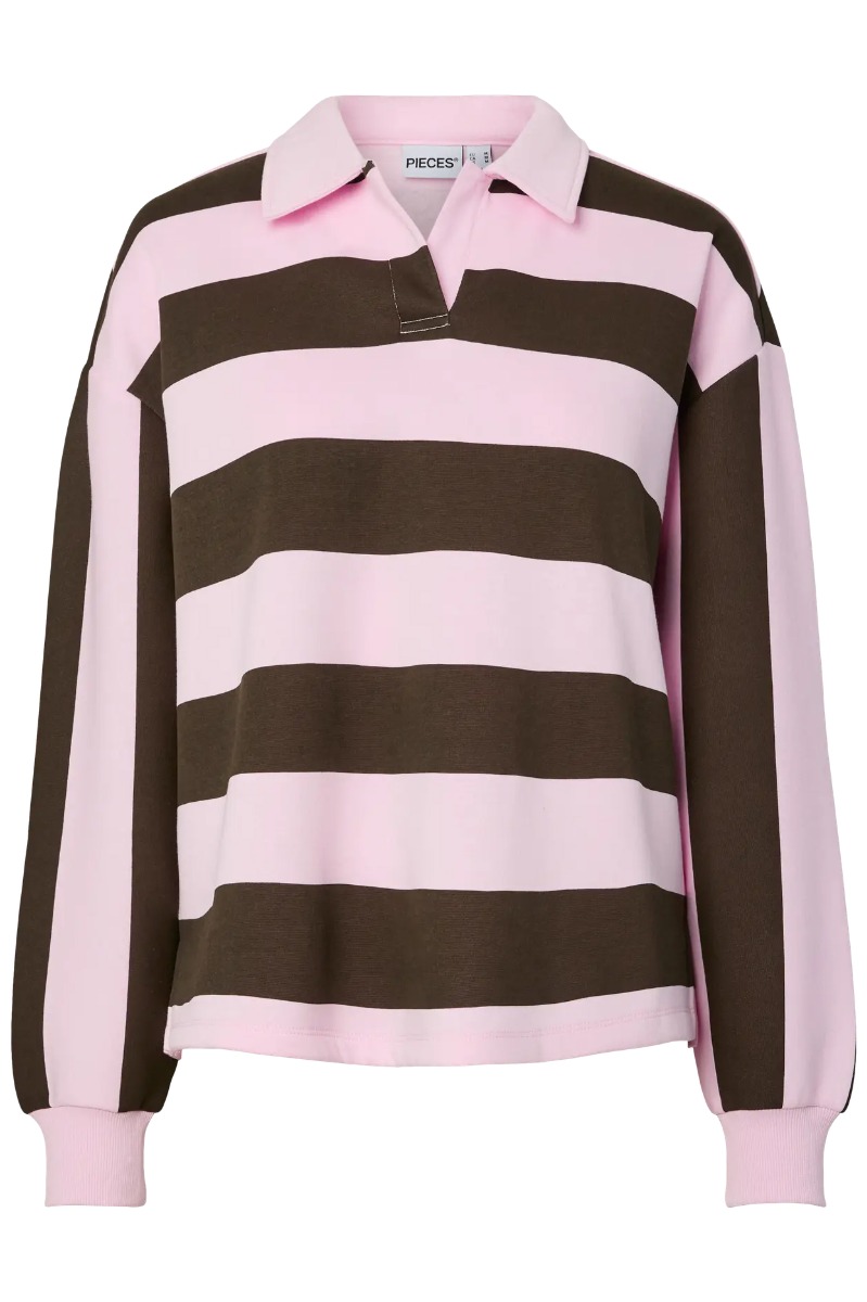 Pieces - Bluse - Filucca Ls Loose Polo - Delicioso Pink Tulle