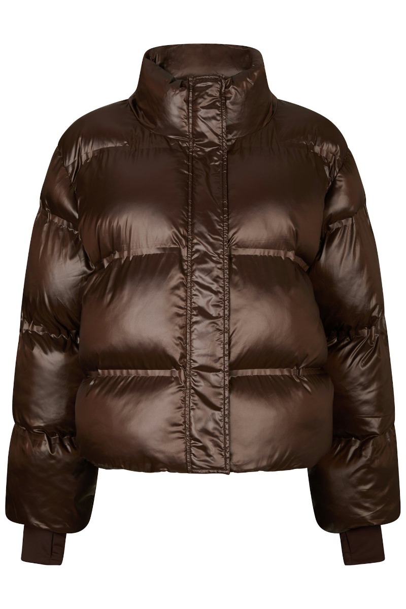 Neo Noir - Rhea Shiny Puffer Jakke - Mørkebrun Tilbud!