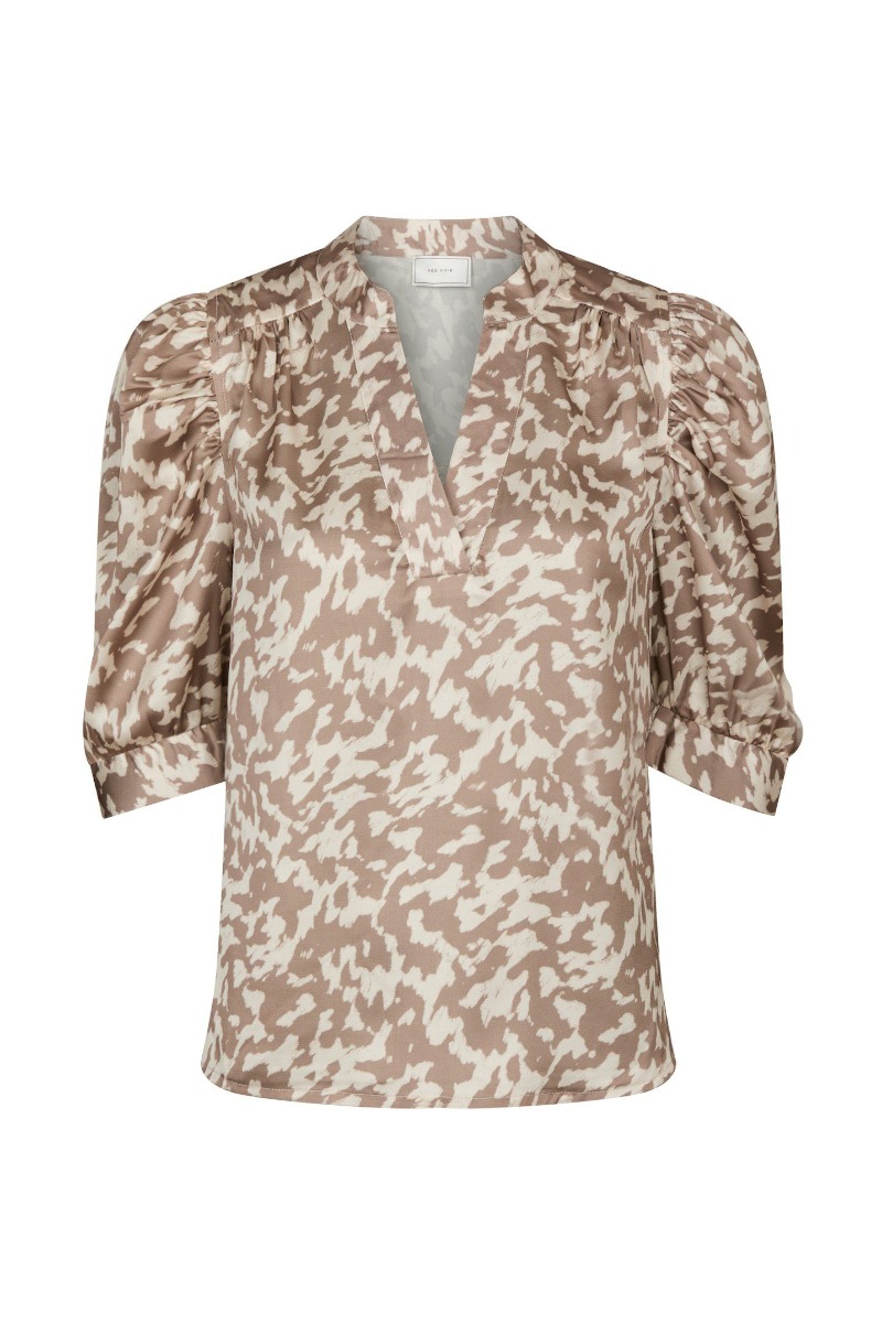 Neo Noir - Roella Graphic Fade Bluse - Mørk Sand Udsalg