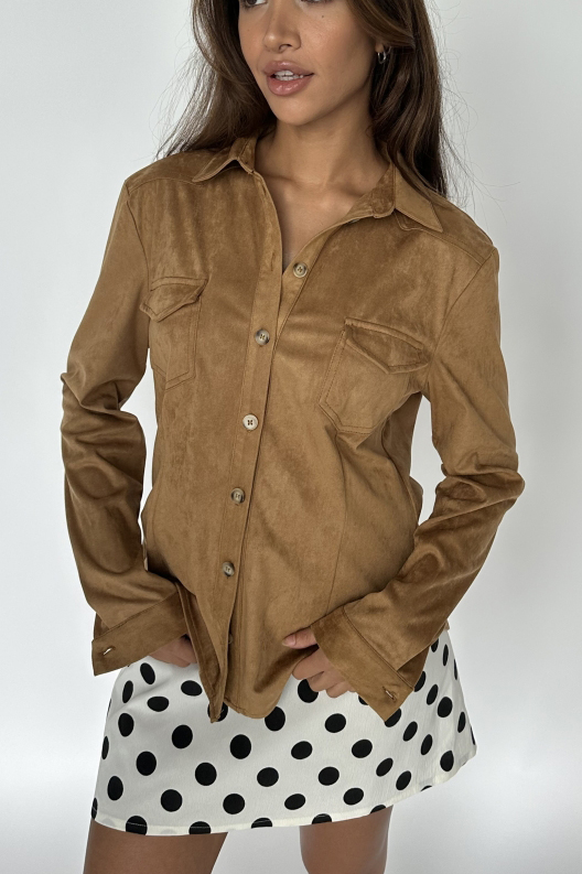 Continue - Ronja Suede Skjorte - Cognac til Nyheder