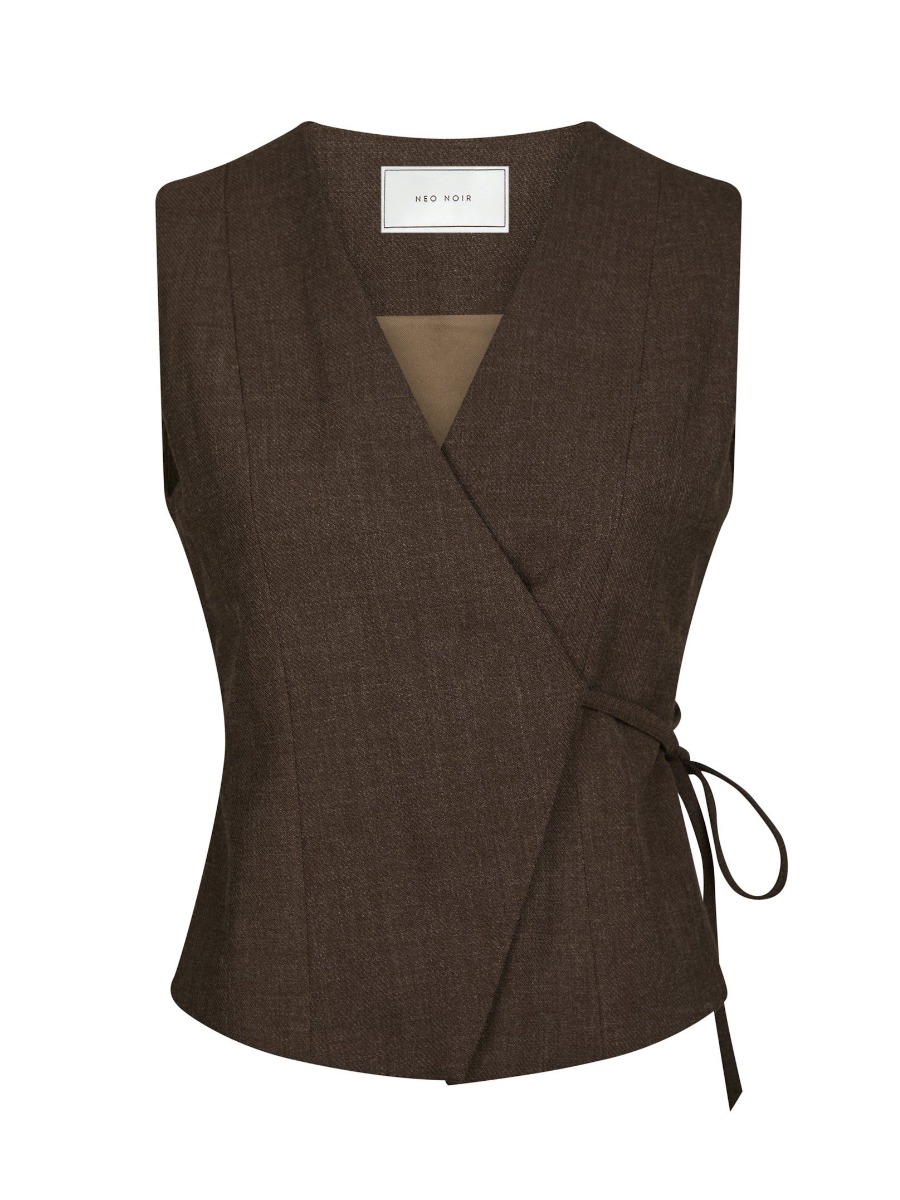 Neo Noir - Samara Melange Vest i Brun - Stilfuld og Justerbar