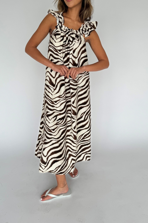 Sasha Zebra Kjole - Elegant Zebraprint til Sommeren