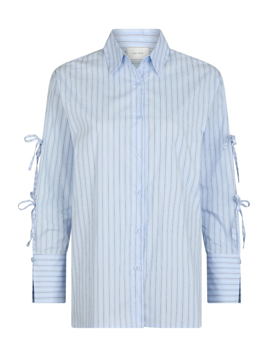 Neo Noir - Selini Multi Stripe Skjorte - Lys Blå