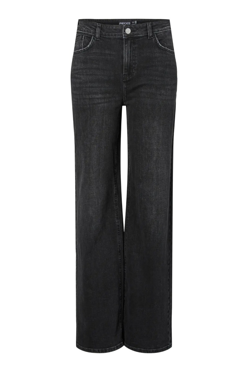 Pieces - Silke Mw Wide Jeans - Sort Denim til Efteråret