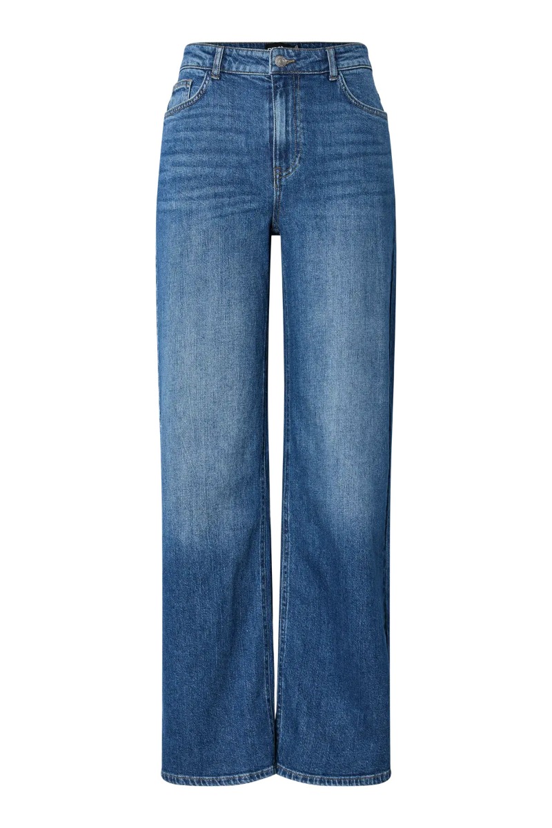 Pieces – Mellemhøj Talje Wide Jeans – Blå Denim