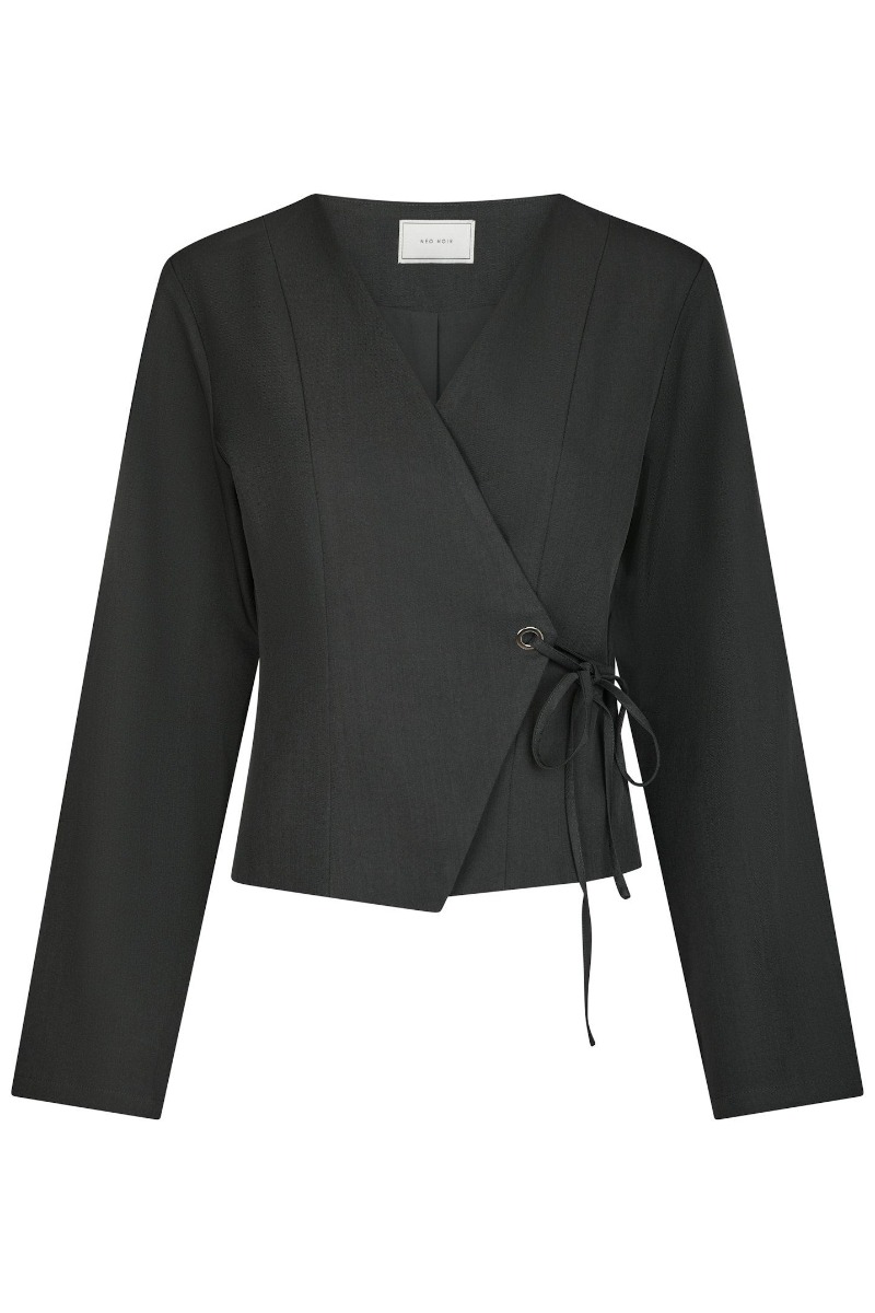 Neo Noir - Simmi Eyelet Bluse - Mørkegrå Elegance