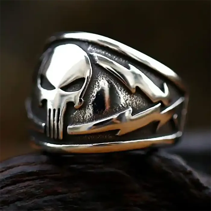 Skull Steel Warrior Ring - Rå Rustfri Stål Herrering