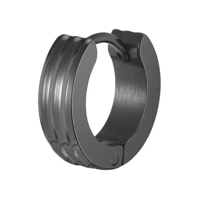 Sort Ridge Hoop  -  Maskulin Herreørering I Sort Ip Stål