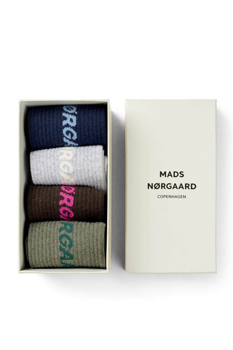 Mads Nørgaard - Strømper - Sock Box Logo Step Up Sock Box - Navygreybrownarmy