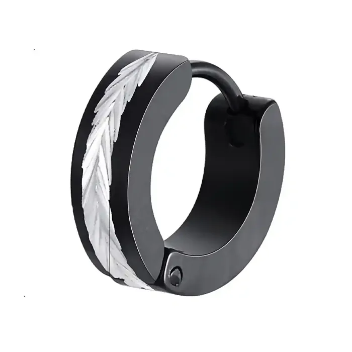Sort Stål Groove Hoop – Maskulin Herre ørering Pr Stk