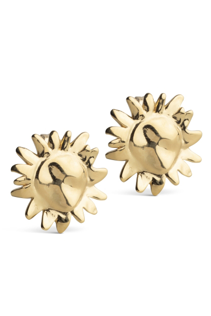 Enamel Øreringe - Studs Large Sunshine i Guld