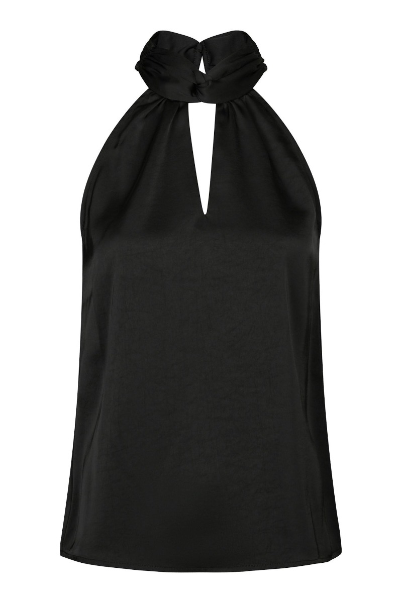 Neo Noir - Svala Heavy Sateen Top - Elegant Festtop i Sort