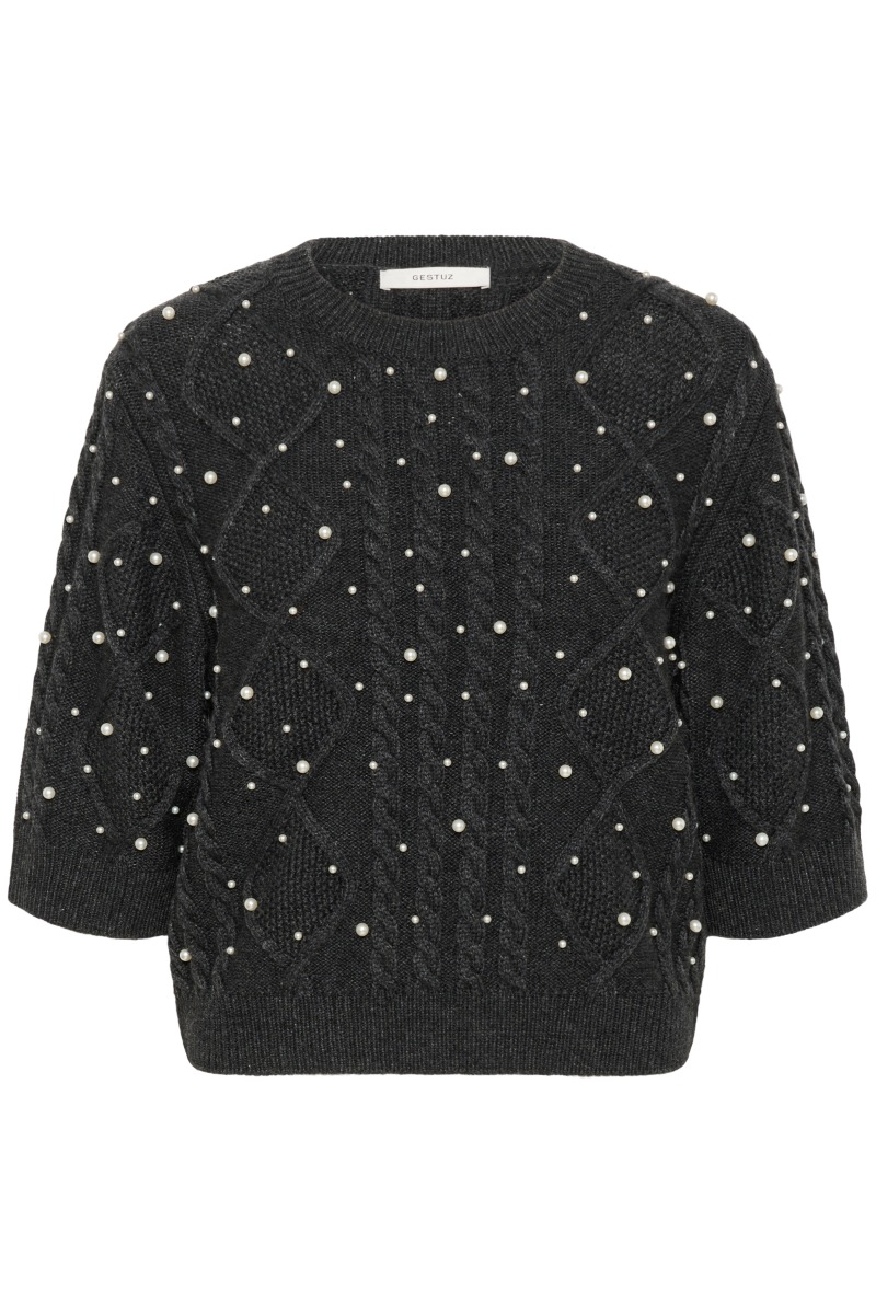 Gestuz - Gztaiba Deco Pullover - Mørkegrå Melange